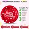 Party Paper Plates, Red Polka Dots - 7inch, 50pcs, Foil, Perfect for Birthday Celebrations